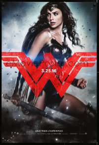 6z551 BATMAN V SUPERMAN teaser DS 1sh 2016 great image of sexiest Gal Gadot as Wonder Woman!