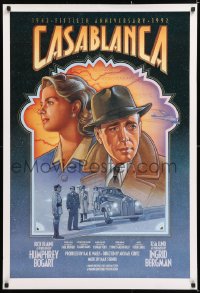 6z026 CASABLANCA 27x40 video poster R1992 Humphrey Bogart, Ingrid Bergman, Curtiz classic!