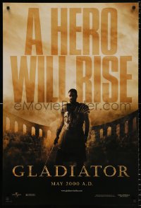 6z663 GLADIATOR teaser DS 1sh 2000 a hero will rise, Russell Crowe, directed by Ridley Scott!
