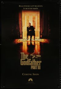 6z666 GODFATHER PART III teaser DS 1sh 1990 best image of Al Pacino, directed by Francis Ford Coppola