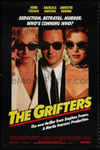6z681 GRIFTERS 1sh 1990 John Cusack, Annette Bening & Anjelica Huston!
