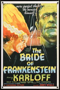 6z045 BRIDE OF FRANKENSTEIN 27x41 REPRO poster 1990s Lanchester & Boris Karloff as the monster!