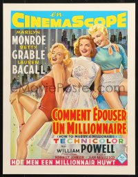 6z051 HOW TO MARRY A MILLIONAIRE 15x20 REPRO poster 1990s Marilyn Monroe, Grable & Bacall!