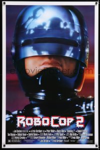 6z852 ROBOCOP 2 1sh 1990 great close up of cyborg policeman Peter Weller, sci-fi sequel!