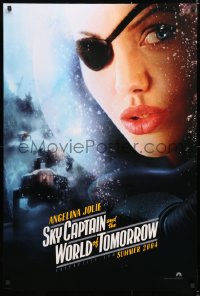 6z877 SKY CAPTAIN & THE WORLD OF TOMORROW teaser DS 1sh 2004 close-up of Angelina Jolie w/eyepatch!