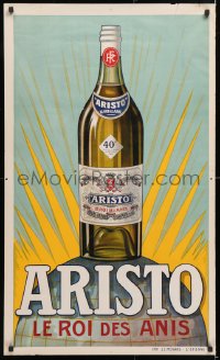 6z077 ARISTO 24x40 French advertising poster 1930s great art of a bottle of the King of Anise!