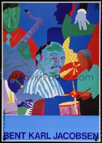 6z231 BENT KARL JACOBSEN signed 24x34 Danish art print 1980s by the artist, colorful musical art!
