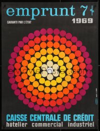 6z080 CAISSE CENTRALE DE CREDIT 23x31 French advertising poster 1969 colorful J. B Bosvieux art!