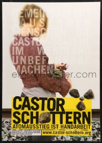 6z364 CASTOR SCHOTTERN 20x28 German special poster 2000s person gathering rocks to throw at train!