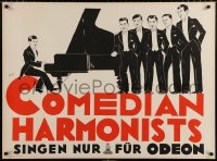 6z057 COMEDIAN HARMONISTS 28x37 German music poster 1930 Friedl art of the singers by piano!