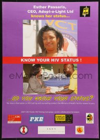 6z416 KNOW YOUR HIV STATUS 17x23 Kenyan special poster 2000s AIDS, protect yourself, Passaris!