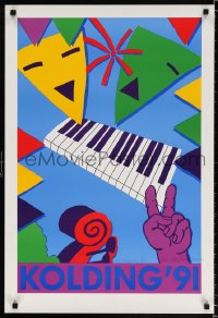 6z064 KOLDING '91 signed 21x30 Danish music poster 1991 colorful artwork of piano and more!