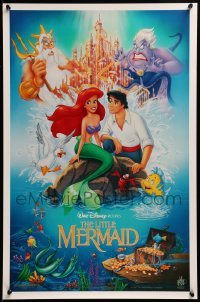 6z424 LITTLE MERMAID 18x27 special 1989 Morrison art of cast, Disney underwater cartoon!