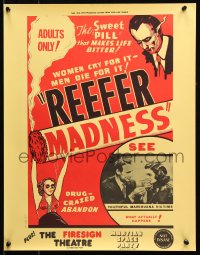 6z454 REEFER MADNESS 17x22 special poster R1972 marijuana is the sweet pill that makes life bitter!
