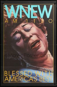 6z013 WNEW AM 1130 ELLA FITZGERALD radio poster 1980s great art, blessed with America's best!
