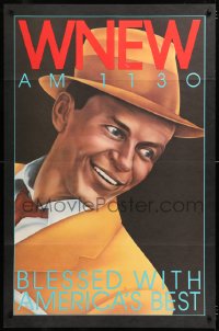 6z014 WNEW AM 1130 FRANK SINATRA radio poster 1980s great Frank Sinatra portrait art!