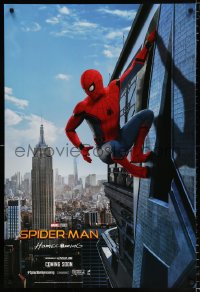 6z893 SPIDER-MAN: HOMECOMING int'l teaser DS 1sh 2017 Holland in title role hanging from building!