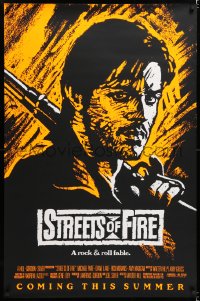 6z909 STREETS OF FIRE advance 1sh 1984 Walter Hill, Riehm orange dayglo art, a rock & roll fable!