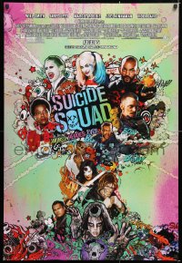 6z911 SUICIDE SQUAD advance DS 1sh 2016 Smith, Leto as the Joker, Robbie, Kinnaman, cool art!