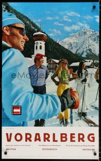 6z191 AUSTRIA Vorarlberg 4 skiers style 20x32 Austrian travel poster 1970s image from the country!