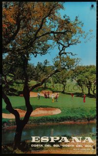 6z210 ESPANA 24x39 Spanish travel poster 1971 great image of golfers at the Costa del Sol!