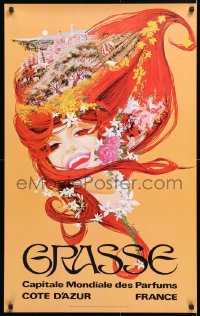6z212 GRASSE 23x37 French travel poster 1970s wonderful colorful montage art by Carpenter!
