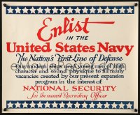 6z037 ENLIST IN THE UNITED STATES NAVY 14x17 WWII war poster 1940 ships need men of high character