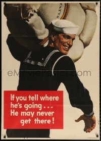 6z039 IF YOU TELL WHERE HE'S GOING 29x40 WWII war poster 1943 he may never get there, Falter art!