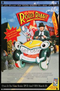 6z031 WHO FRAMED ROGER RABBIT 26x40 video poster R2003 Hoskins, sexy Jessica Rabbit in car!