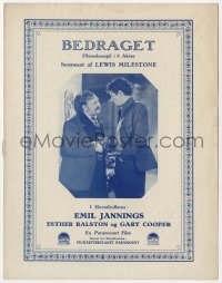 7a148 BETRAYAL Danish program 1929 Emil Jannings, Gary Cooper, Esther Ralston, different images!
