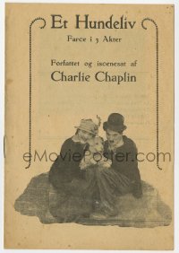 7a199 DOG'S LIFE Danish program 1919 different images of Charlie Chaplin, Edna Purviance & mutt!