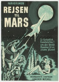 7a216 FLIGHT TO MARS Danish program 1951 K. Wenzel art, fantastic expedition conceived by man!