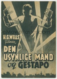 7a264 INVISIBLE AGENT Danish program 1942 art of invisible man in WWII, Peter Lorre, different!