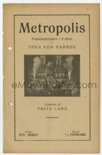 7a301 METROPOLIS Danish program 1927 Fritz Lang, Thea Von Harbou billed on cover, cool images!