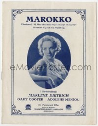 7a312 MOROCCO Danish program 1931 Legionnaire Gary Cooper & sexy Marlene Dietrich, different!