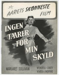 7a325 NO SAD SONGS FOR ME Danish program 1950 Margaret Sullavan has ten months to live, different!