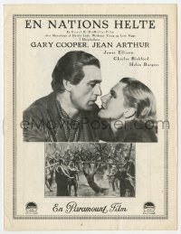 7a341 PLAINSMAN Danish program 1937 Gary Cooper & Jean Arthur, Cecil B. DeMille classic, different!