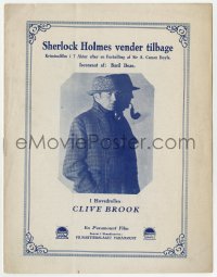 7a353 RETURN OF SHERLOCK HOLMES Danish program 1930 Clive Brook as the famous detective, different!