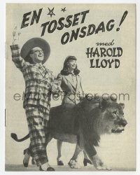 7a376 SIN OF HAROLD DIDDLEBOCK Danish program 1951 Preston Sturges, Harold Lloyd & lion!