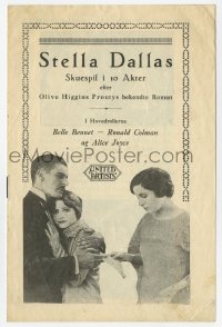 7a388 STELLA DALLAS Danish program 1926 Ronald Colman, Belle Bennett, Alice Joyce, different!