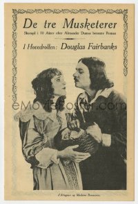 7a406 THREE MUSKETEERS Danish program R1920s Douglas Fairbanks as D'Artagnan, MacLaren as Queen Anne!