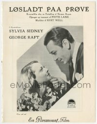 7a430 YOU & ME Danish program 1938 Fritz Lang, different images of Sylvia Sidney & George Raft!