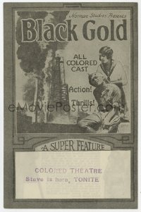 7a016 BLACK GOLD herald 1927 art, Norman Studios all-black thrilling epic of the oil fields