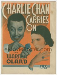 7a021 CHARLIE CHAN CARRIES ON herald 1931 Asian detective Warner Oland is Chan for 1st time, rare!