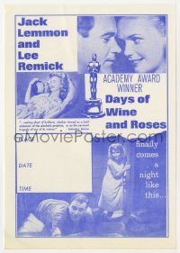7a030 DAYS OF WINE & ROSES herald 1964 Blake Edwards, alcoholics Jack Lemmon & Lee Remick!