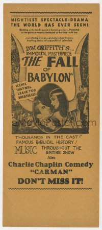 7a038 FALL OF BABYLON herald R1930s D.W. Griffith re-edited & expanded from classic Intolerance!