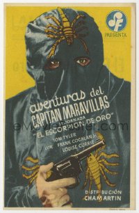 7a438 ADVENTURES OF CAPTAIN MARVEL Spanish herald 1943 cool image of The Scorpion with gun!