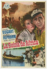 7a441 AFRICAN QUEEN Spanish herald 1952 different image of Humphrey Bogart & Katharine Hepburn!