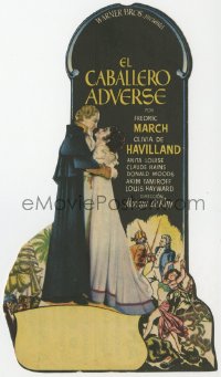 7a451 ANTHONY ADVERSE die-cut Spanish herald 1947 art of Fredric March & Olivia de Havilland!