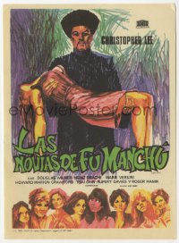 7a479 BRIDES OF FU MANCHU Spanish herald 1967 Alfredo art of Asian Christopher Lee carrying girl!